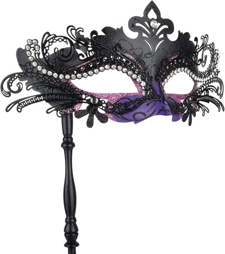 Vista 15 de Hoshin Máscara de mascarada con palo, decoraciones de Mardi Gras, máscaras venecianas para mujer