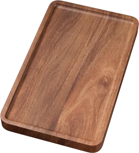 Vista 7 de Bandejas de madera de 11 pulgadas, bandeja de perfume de madera de granja, plato de decoración rústica para el hogar, almacenamiento de encimera