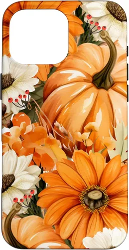 Vista 19 de Funda con temática de otoño para iPhone 16, diseño de calabaza, niña, mujer, diseño vintage de otoño