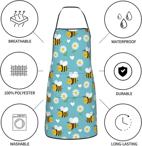 Vista 7 de Delantales de cocina divertidos para hombre, mujer, marido, esposa, cocina, restaurante, pintura, jardinería, parrilla, Navidad