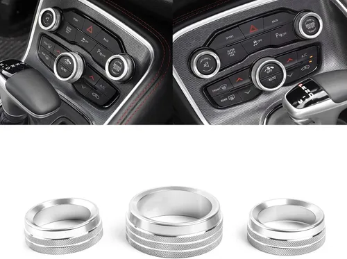 Vista 11 de Xotic Tech - 3 piezas de aluminio azul CA para interruptor de volumen de radio climática de control de botón de control compatible con Dodge Charger