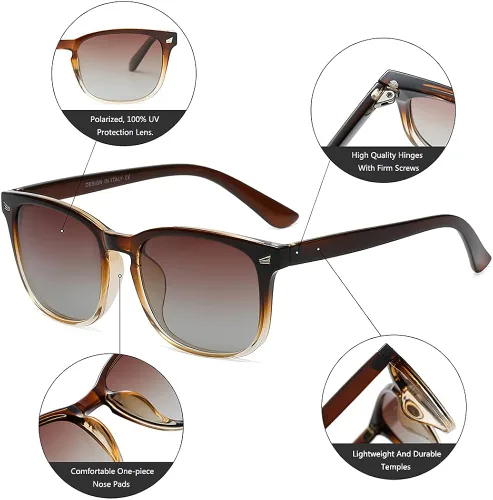 Vista 4 de DUSHINE - Gafas de sol polarizadas para mujer, estilo clásico, retro, 100 % protección UV