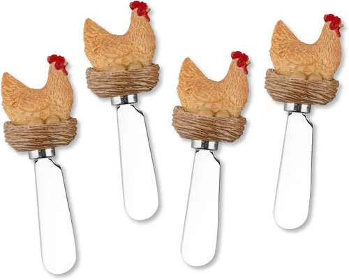 Vista 5 de Supreme Housewares Bulldog - Esparcidores de queso, mangos de resina pintados a mano con cuchillas de acero inoxidable para untar queso crema