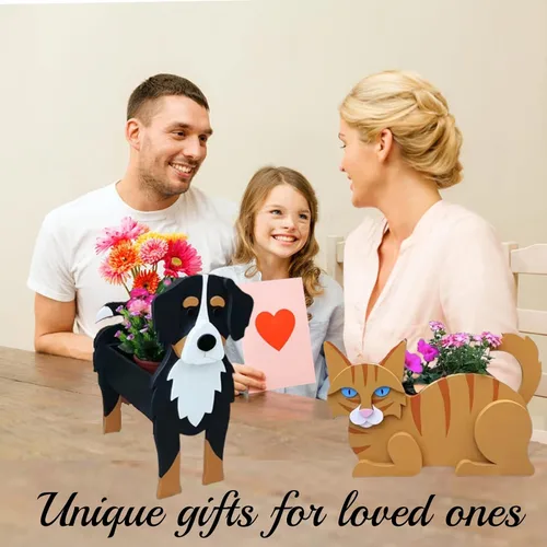Vista 7 de Macetero de flores para perros, regalos para mujeres, bonitas macetas de PVC para perros, macetas para interiores y exteriores, maceta de jardín