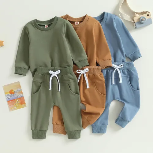 Vista 2 de Mubineo Conjunto de sudadera de manga larga para bebé niño y niña, para otoño e invierno