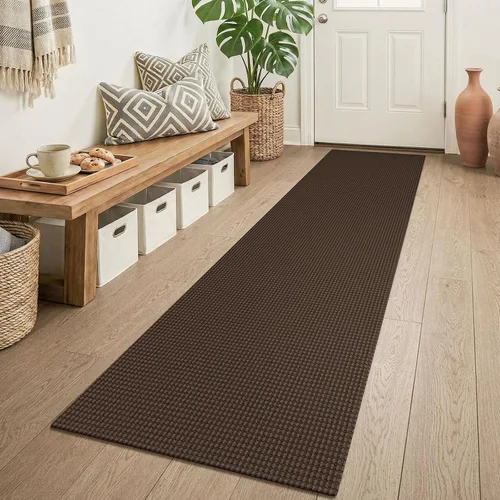 Vista 288 de KOZYFLY - Tapete para puerta de interior, lavable, pequeña, antideslizante, con respaldo de goma, felpudo de algodón para el hogar, color negro