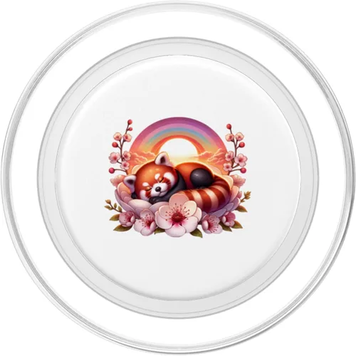 Vista 2 de Kawaii Funny Red Panda Rainbow Japanese Cherry Blossom PopSockets MagSafe PopGrip para iPhone