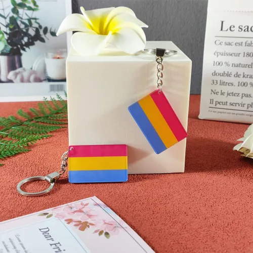 Vista 5 de QQSD Llavero Pansexual Pan Pride Flag LGBT, 2 unidades, Pan