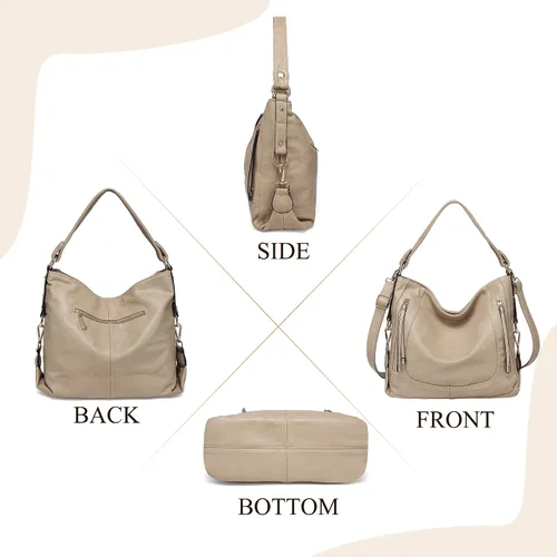 Vista 6 de Kasqo - Bolsas de piel grandes para mujer, con correa desmontable