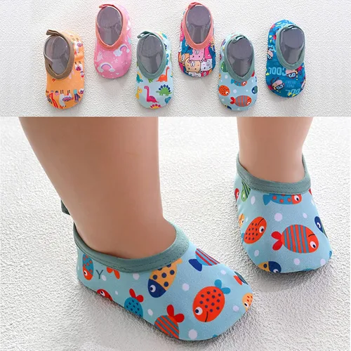 Vista 6 de Zapatos de deporte acuático para bebés y niños y niñas, transpirables, descalzos, de secado rápido, calcetines acuáticos, zapatos de cuna para niños