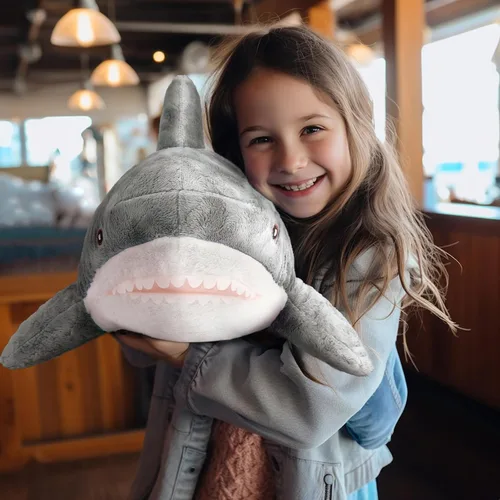 Vista 3 de Animal de Peluche Tiburón 11" Lindo Juguete de Tiburón Almohadas de Peluche Tiburones de Algodón Suave Peluches Muñeco de Animal Marino del Océano
