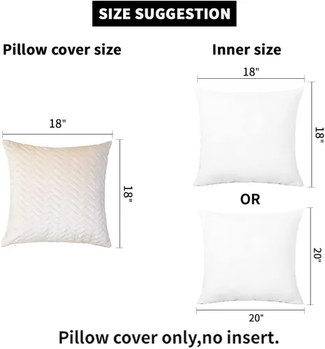 Vista 4 de Juego de 2 fundas de almohada decorativas color beige de 18 x 18 pulgadas, fundas de cojín cuadradas para sofá, cama, sala de estar
