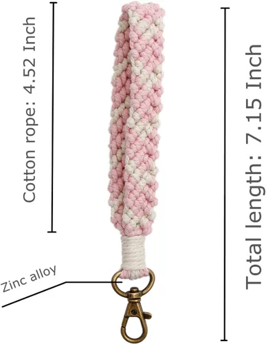Vista 4 de Llavero de macramé bohemio hecho a mano con llavero para mujeres y niñas
