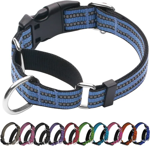Vista 14 de Martingale - Collar reflectante de nailon ajustable con hebilla de liberación rápida, collares de entrenamiento para perros pequeños, medianos