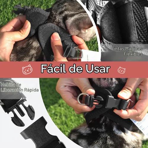 Vista 4 de Twoear Juego de arnés y correa para gatos, arnés extra pequeño para gatitos Negro