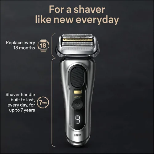Vista 8 de Braun Series 9 9517s PRO+ Afeitadora eléctrica para hombres, 5 elementos de afeitado Pro y ProTrimmer de precisión para cabello largo, soporte