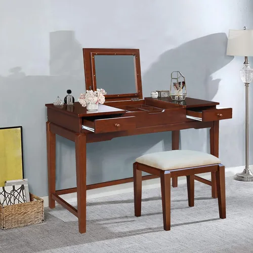 Vista 12 de International Concepts - Mesa de tocador con banco de tocador Esspresso