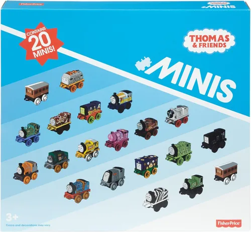 Vista 6 de Thomas & Friends Trenes de juguete MINIS - Paquete de 20 motores de empuje en miniatura y vehículos ferroviarios para juegos de simulación