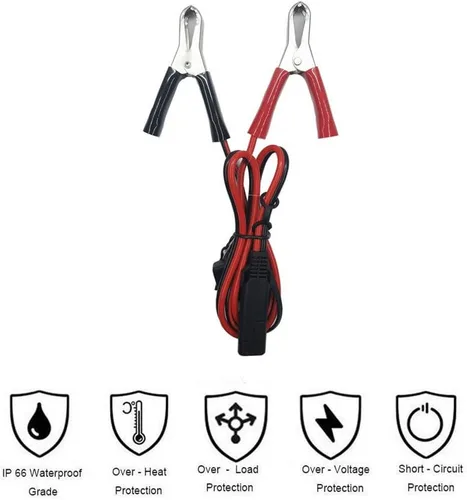Vista 6 de Clips SAE a Cocodrilo – Abrazadera de cargador de batería de 2 pies, cable de extensión de cargador de goteo de 12 V-24 V, cable de extensión