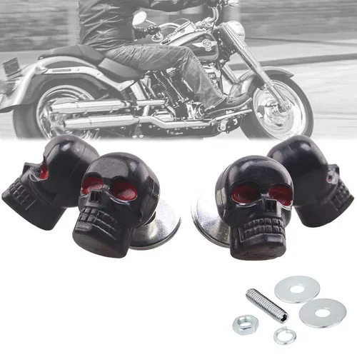 Vista 2 de Tornillos universales para placa de matrícula de automóvil y motocicleta, tornillos de marco de matrícula 3D de acero inoxidable con diseño de Negro