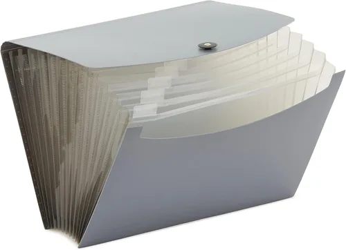 Vista 3 de Amazon Basics - Carpeta expandible organizadora de archivos, tamaño carta, negro y gris, 2