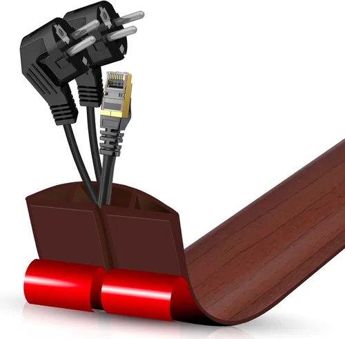 Vista 103 de Cubierta autoadhesiva para cables de suelo, gestión de cables de 3.3 pies, protector de tira de extensión para cables, evita tropiezos de cables