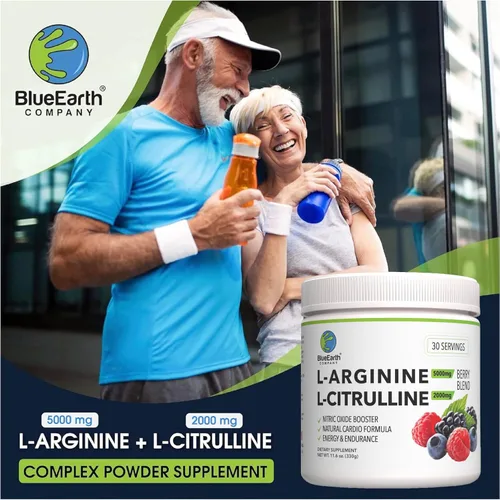 Vista 2 de L-Arginina 5000mg + L-Citrulina 2000mg Complejo Suplemento en polvo - Refuerzo de óxido nítrico - Salud cardíaca, flujo sanguíneo, energía
