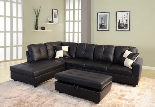 Vista 7 de Beverly Fine Furniture Juego de sofá seccional Russes con otomana, color blanco F092a Blanco