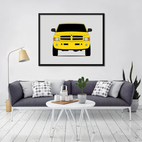 Vista 8 de Custom Car Posters Handmade Poster compatible with Dodge Ram 1500 (1998-2002) 2nd Generation Print Wall Art Décor - 24x36 Metallic Print (Unframed)