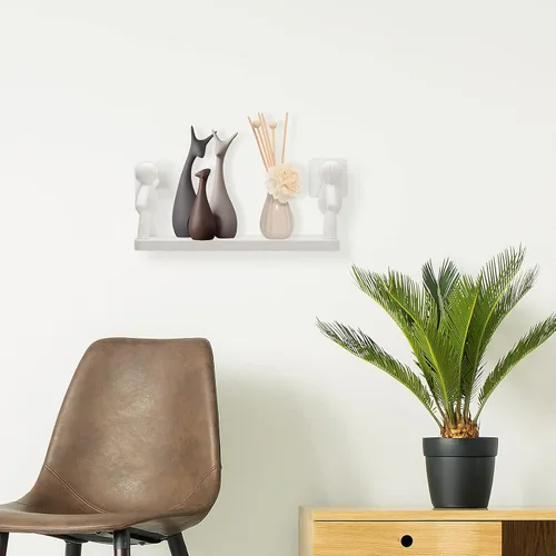 Vista 8 de TITA-DONG Paquete de 2 estantes flotantes de pared de baño con bonita muñeca, estante colgante de pared de villano, estante de almacenamiento