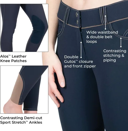 Vista 3 de ELATION EuroSeat - Pantalones de equitación de platino Brooklyn de cintura alta para mujer