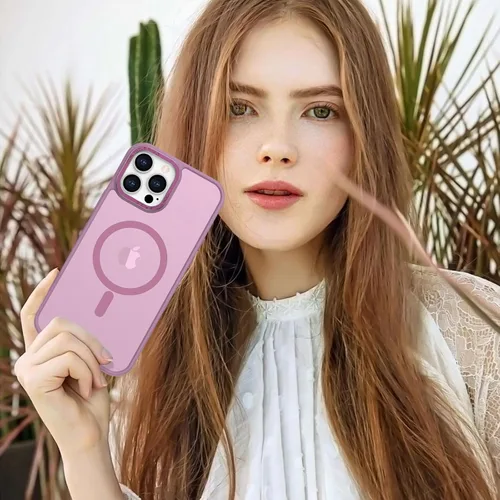 Vista 222 de Anuck - Funda magnética para iPhone 11 compatible con MagSafe, carcasa trasera mate translúcida dura, borde de TPU, delgada, resistente a impactos