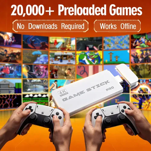 Vista 3 de Retro Gaming Console Stick with 20,000+ Built in Games, 4K HDMI Plug & Play, 64GB Memory, Dual 2.4G Wireless Controllers with Lag-Free Connection