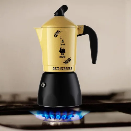 Vista 5 de Bialetti Moka Orzo Express, Cafetera italiana de cebada, aluminio, 2 tazas, color plateado