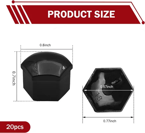Vista 2 de 20 PIEZAS Tapa para Tuerca de Llanta, Tuerca Hexagonal de 17 mm para Tornillos de Neumáticos a Prueba de Óxido y Polvo, Carcasa Plástica Decorativa