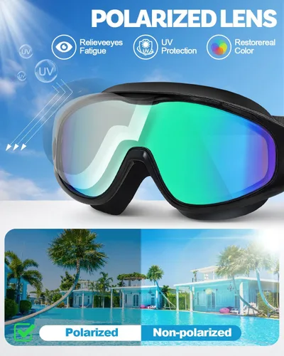 Vista 2 de Polarized Swim Goggles, Anti UV & Fog Swimming Goggles for Adult, Unisex No Leaking Swimming Goggle for Men Women Youth