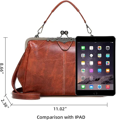 Vista 7 de ROUROU Bolso hueco retro para las mujeres de cuero de la PU bolso de embrague de noche bolso de embrague Kiss Lock cierre Crossbody bolso