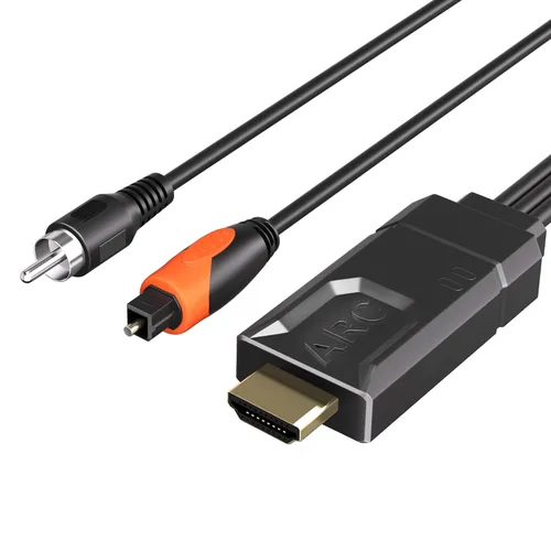 Vista 8 de HDMI ARC/eARC a convertidor de audio óptico, ARC a óptico Supports PCM2.0, Dolby 5.1, DTS 5.1 ,HDMI ARC Audio Extractor Cable 6 FT for TV to