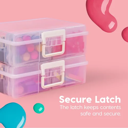 Vista 3 de IRIS USA Estuche de tren cosmético con organizador de esmalte de uñas y 4 estuches internos con asa, paquete de 2, caja de almacenamiento portátil