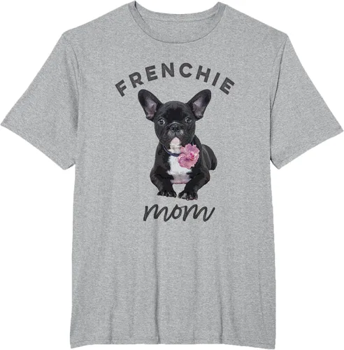 Vista 38 de Camiseta Bulldog Francés para Mujer, Frenchie Mom, Flor, Negro, S