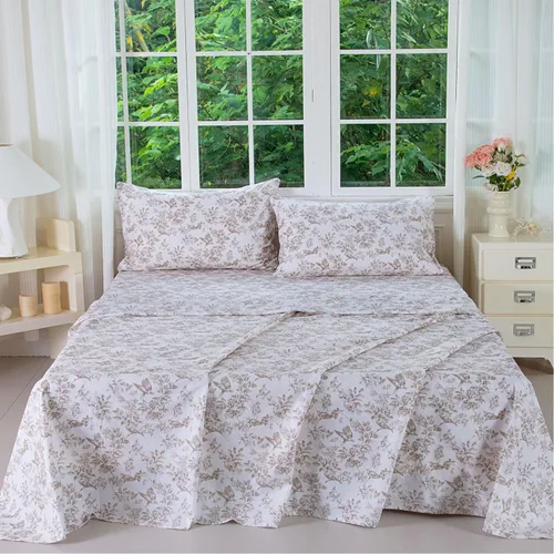 Vista 40 de FADFAY Juego de sábanas tamaño King, sábanas de algodón percal rosa floral con bolsillo profundo, ropa de cama vintage lujosa azul con estampado