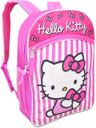 Vista 2 de Mochila Fast Forward Hello Kitty para niñas, paquete con mochila escolar Hello Kitty de 16 pulgadas, calcomanías de Hello Kitty, bolsa de agua, más