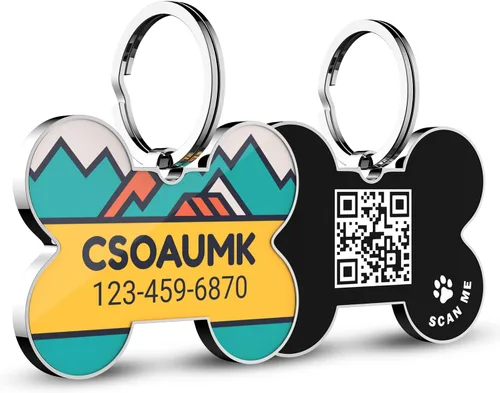 Vista 11 de Etiquetas para perros con código QR personalizadas para mascotas, etiquetas de identificación de perro personalizadas, visualización de perfil