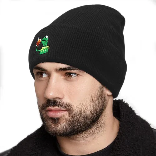 Vista 3 de Winter Kermit The Frog Beber - Gorro de punto grueso de gran tamaño unisex con puños