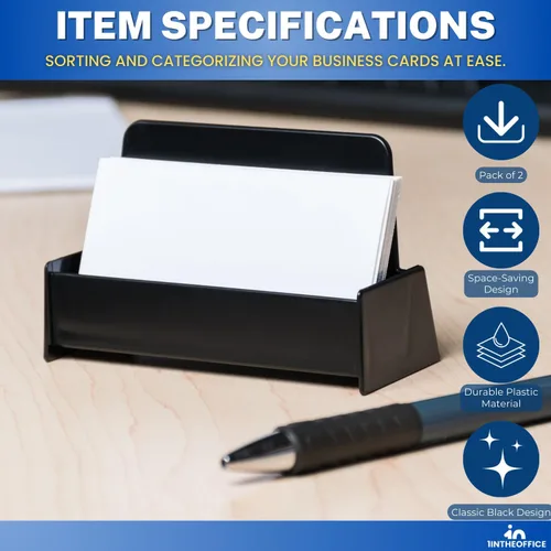 Vista 6 de 1InTheOffice Soporte para tarjetas de visita, soporte para tarjetas de visita, plástico, negro, paquete de 2