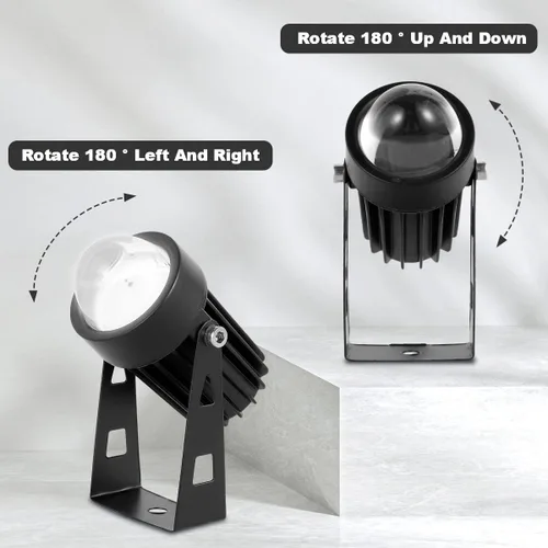Vista 4 de 5W LED Spotlights IP65 impermeable estrecho haz reflector 180 grados ajustable al aire libre lámpara de pared irradiación de larga distancia