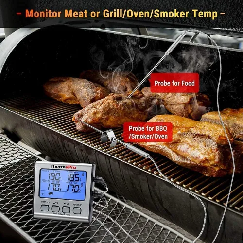 Vista 5 de ThermPro TP17 Termómetro digital para carne con sondas dobles + ThermoPro TP19 Termómetro termopar impermeable ultra rápido