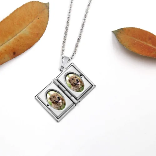 Vista 3 de PHOCKSIN Relicario collar para mujer que sostiene imágenes relicario de fotos para niñas Pulido y grabado Forever in My Heart& I Love You Mom