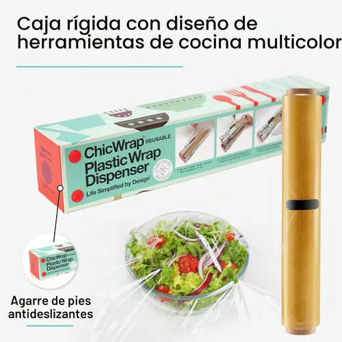 Vista 3 de Dispensador de envoltura de plástico triangular Chicwrap, Herramientas de cocinero