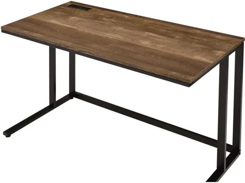 Vista 6 de Acme Tyrese Escritorio rectangular de madera con puerto USB en nogal y negro